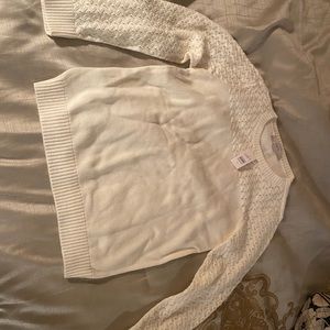 White sweater with knit detail